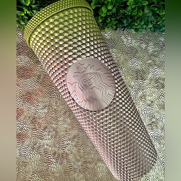 NWT🍁Starbucks Fall 2024 Olive Green- Lilac Ombre Studded Venti Tumbler with 🎁 - Picture 2 of 7